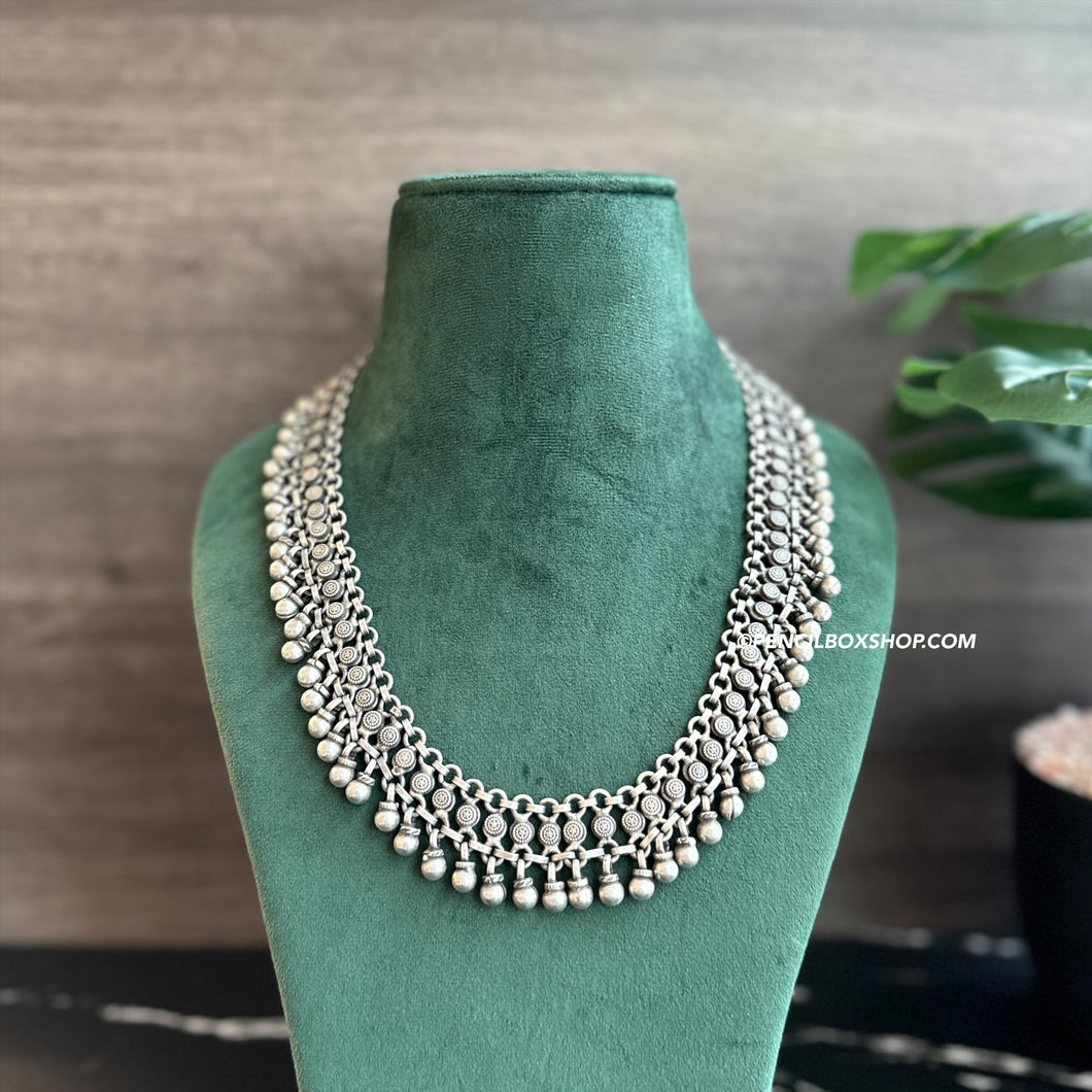 German silver dainty silver beads ghungroo Necklace