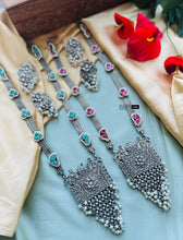 Load image into Gallery viewer, Long pachi kundan  German Silver brass pendant necklace set
