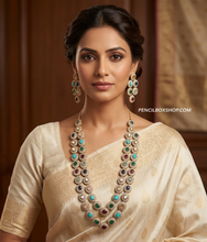Load image into Gallery viewer, American diamond Multicolor Kundan Designer Layered Necklace set
