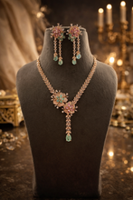 Load image into Gallery viewer, Solitaire Long Pink Mint MM Necklace set
