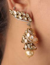 Load image into Gallery viewer, Premium Tayani 22k Gold Plated Drop Jhumka Dangling Earrings Earcuff

