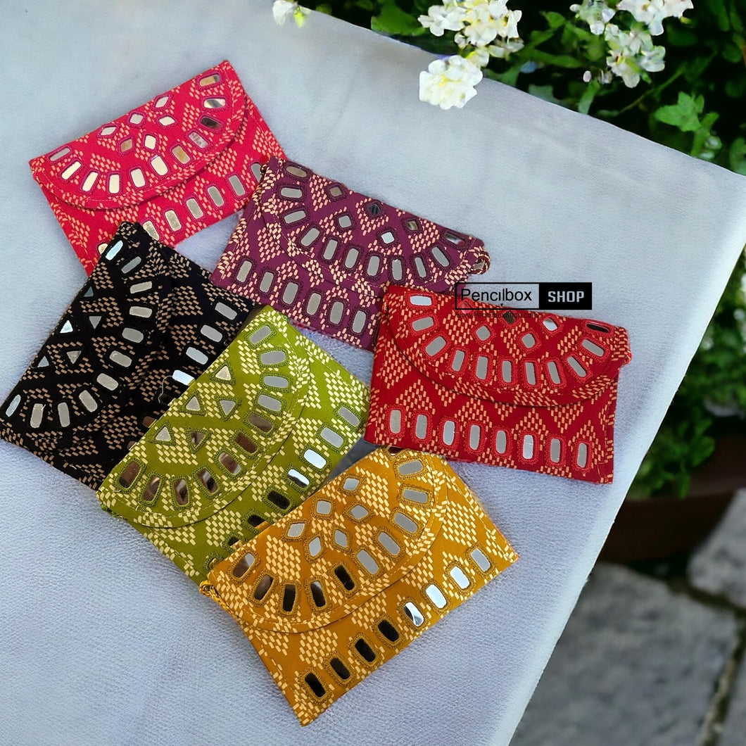Handmade Mirror Cloth Ikkat Sling bag clutch