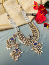Load image into Gallery viewer, Double Layered Purple Doublet Tayani 22k gold plated necklace set
