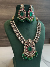Load image into Gallery viewer, Ruby Green Premium Moissanite Enamel gold plated Necklace set
