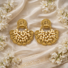 Load image into Gallery viewer, Rajwadi Pearl Lakshmi Coin Long Haram Necklace set Temple
