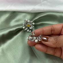 Load image into Gallery viewer, American Diamond Pearl Designer Big Stud Earrings
