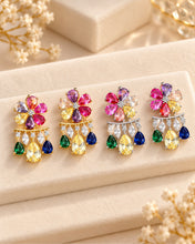 Load image into Gallery viewer, Rainbow Solitaire Earrings - gold and silver
