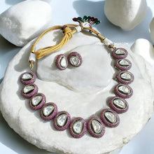 Load image into Gallery viewer, Pink Invisible Setting Moissanite Statement Classy Necklace set
