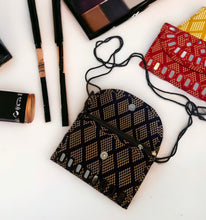 Load image into Gallery viewer, Handmade Mirror Cloth Ikkat Sling bag clutch
