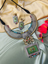 Load image into Gallery viewer, Multicolor statement German Silver Necklace set
