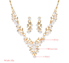 Load image into Gallery viewer, Golden Pearl Flower women necklace set  IDW
