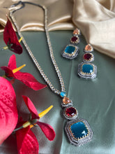 Load image into Gallery viewer, Golden cz stone kundan Jaguar inspired Statement designer necklace set
