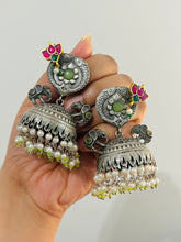 Load image into Gallery viewer, Cute elephant  pachi kundan German silver jhumka earrings
