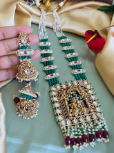 Load image into Gallery viewer, Radha krishna Pearl long Statement Designer Premium Necklace set

