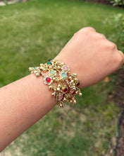 Load image into Gallery viewer, Multicolor Ghungroo set of 4 Cuff style Kashmiri bangles
