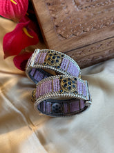 Load image into Gallery viewer, German Silver Lavender Pink Kada Pair
