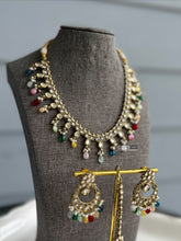 Load image into Gallery viewer, Radhs Multicolor Kundan Polki Necklace Set with Maangtikka
