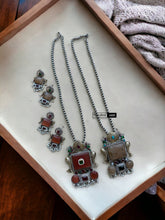 Load image into Gallery viewer, Vedika German Silver Dual tone Peacock Stone Necklace set
