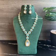 Load image into Gallery viewer, Turquoise  Uncut  Kundan Designer Necklace set
