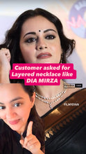 Load image into Gallery viewer, Dia mirza inspired Dainty three Layered 22k Gold Plated Long Mala Premium Tayani Necklace set
