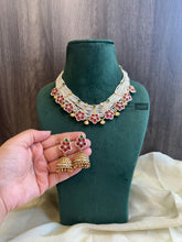 Load image into Gallery viewer, Pearl Ruby Green Rajwadi Premium Necklace set
