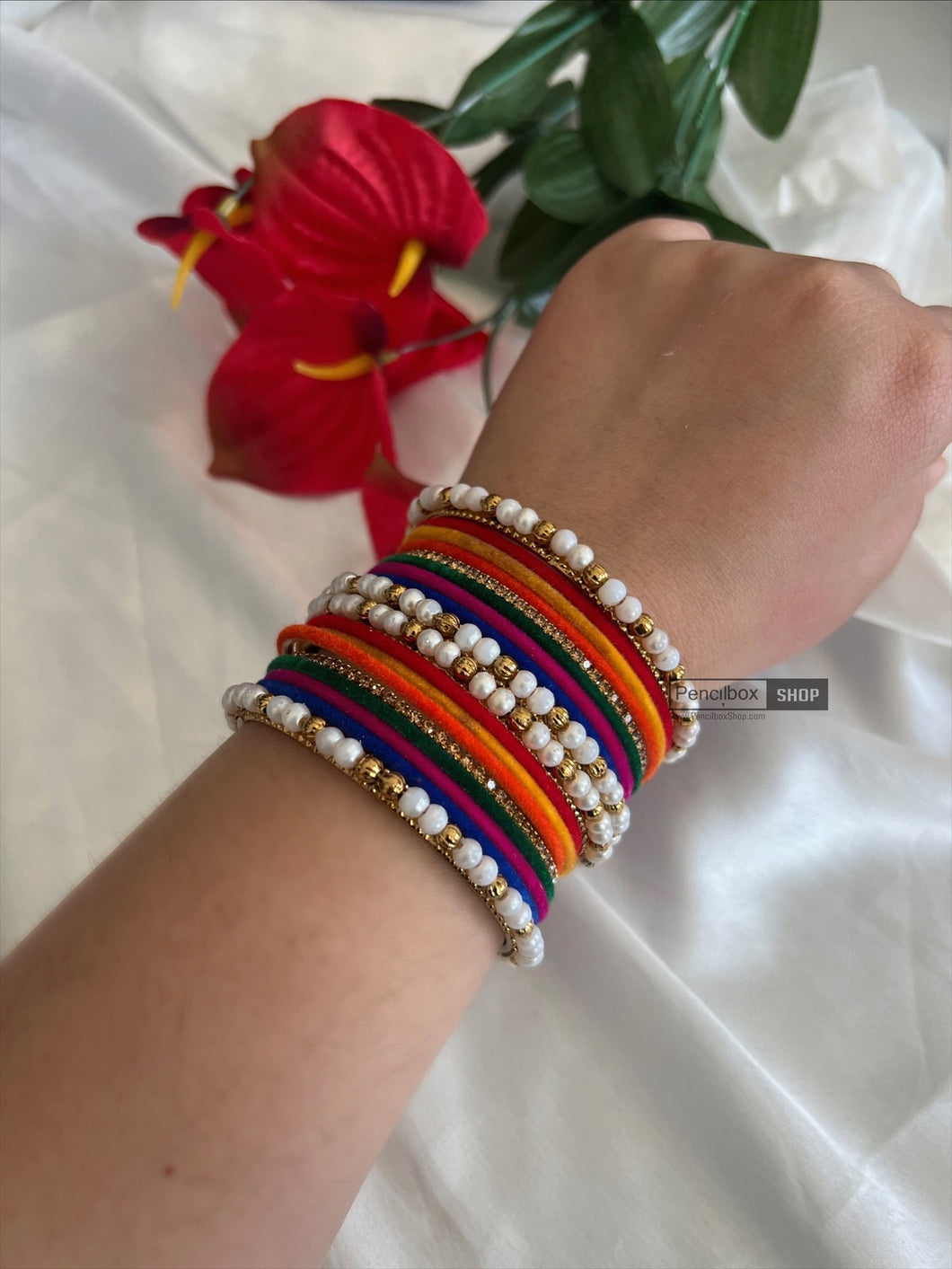Pearl Velvet Multicolor bangle set