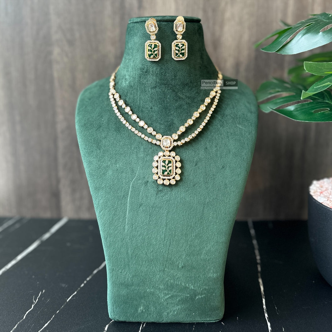 Tayani Gold plated Premium Cz Embedded Necklace set