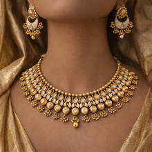 Load image into Gallery viewer, Moissanite Enamel Meenakari Gold matte Finish Necklace set
