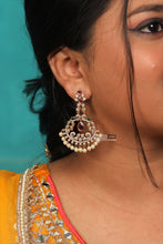 Load image into Gallery viewer, Peacock Cz Temple Ethnic Golden Multicolor Earrings
