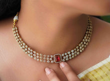 Load image into Gallery viewer, Changeable american diamond designer Necklace set Temple jewelry
