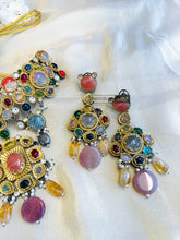Load image into Gallery viewer, Heritage Designer inspired gem stone Premium Sabya inspired Heritage Necklace set
