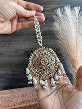 Load image into Gallery viewer, Big Jumbo polki Bahubali pearl jhumki earrings with maangtikka

