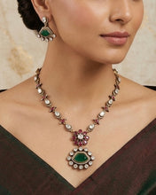 Load image into Gallery viewer, Ruby Green Moissanite Gold Plated Necklace set
