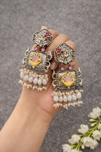 Load image into Gallery viewer, German silver lookalike Pachi Pearl Dangling earrings
