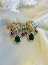 Load image into Gallery viewer, Designer Sabya Jaguar inspired German Silver Ethnic earrings
