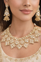 Load image into Gallery viewer, Peacock Sunheri Kundan Gold plated kundan Statement Necklace set Premium
