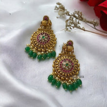 Load image into Gallery viewer, Elephant Kemp Stone Temple Amrapali Ethnic Earrings
