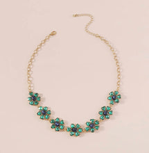 Load image into Gallery viewer, Designer Rhinestone Flower Statement Necklace  IDW
