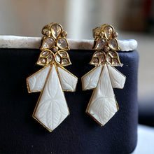 Load image into Gallery viewer, 22k Gold plated Tayani Natural Carved Stone Earrings
