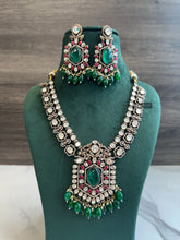 Load image into Gallery viewer, Ruby Green Premium Moissanite Enamel gold plated Necklace set
