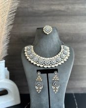 Load image into Gallery viewer, Dual Tone Grand Uncut Kundan American Diamond Designer Premium Necklace set

