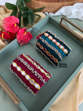 Load image into Gallery viewer, Handmade Mirror Openable  adjustable Cuff Fabric bangle Kada
