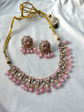 Load image into Gallery viewer, Crystal Kundan polki Tayani Beads Premium Necklace set
