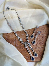 Load image into Gallery viewer, Layered Royal Blue layered Victorian American Diamond designer Necklace set
