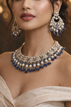 Load image into Gallery viewer, Aarohi purple Golden Polki Necklace Set with maangtikka
