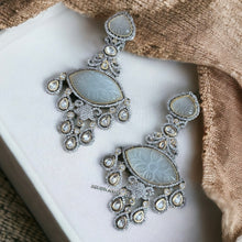 Load image into Gallery viewer, American Diamond Carved Designer Drop Cz Earrings
