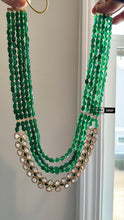 Load image into Gallery viewer, Green Celebrity inspired Layered Gold Plated Long Mala Premium Tayani Necklace
