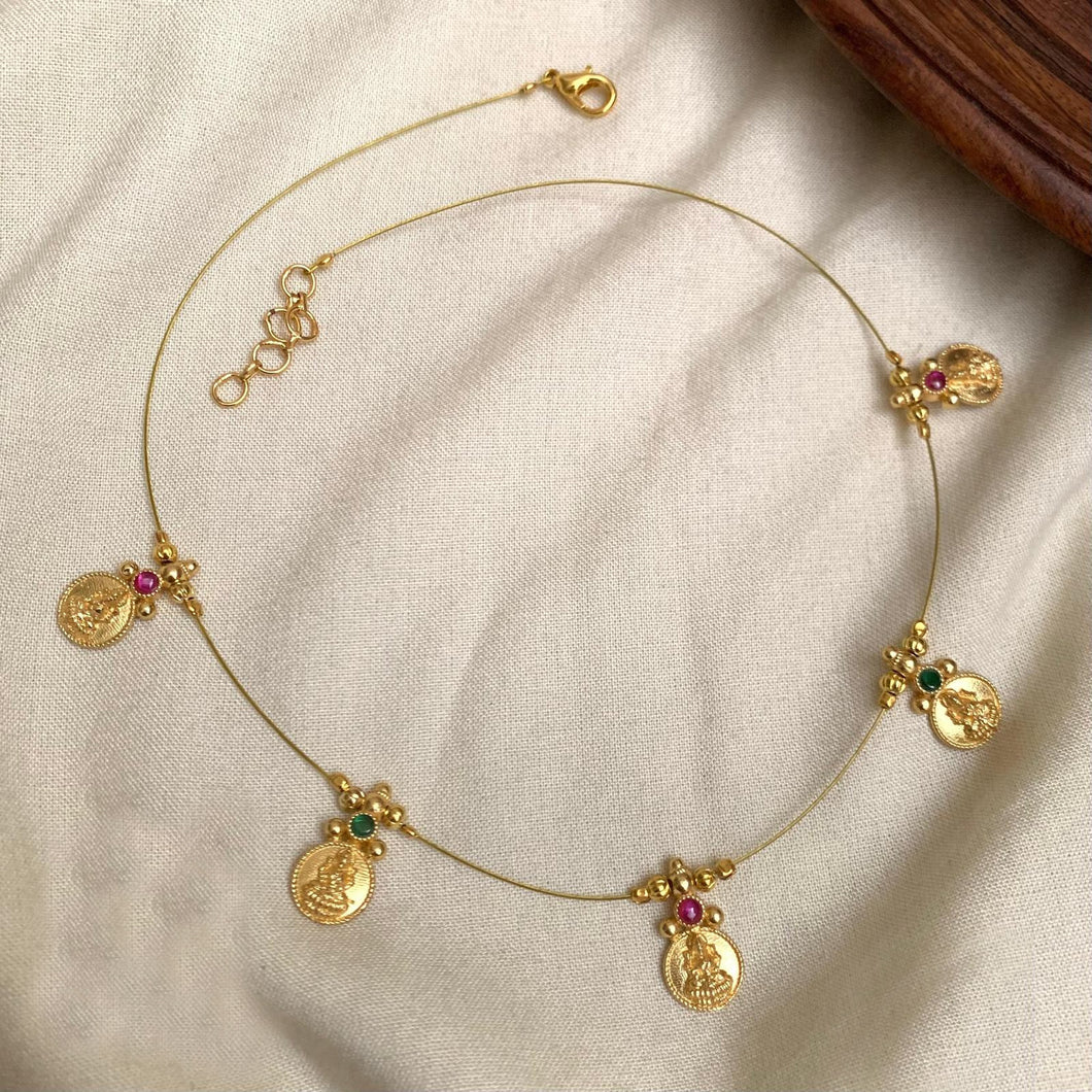 Dainty Premium Lakshmi ji Invisible Necklace Temple set