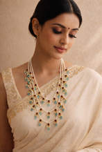 Load image into Gallery viewer, Rani haar Long Delicate Jadau kundan dainty necklace Pachi Kundan

