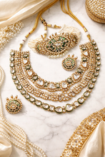 Load image into Gallery viewer, Kareena Inspired Grand Green Enamel Moissanite Kundan Necklace set
